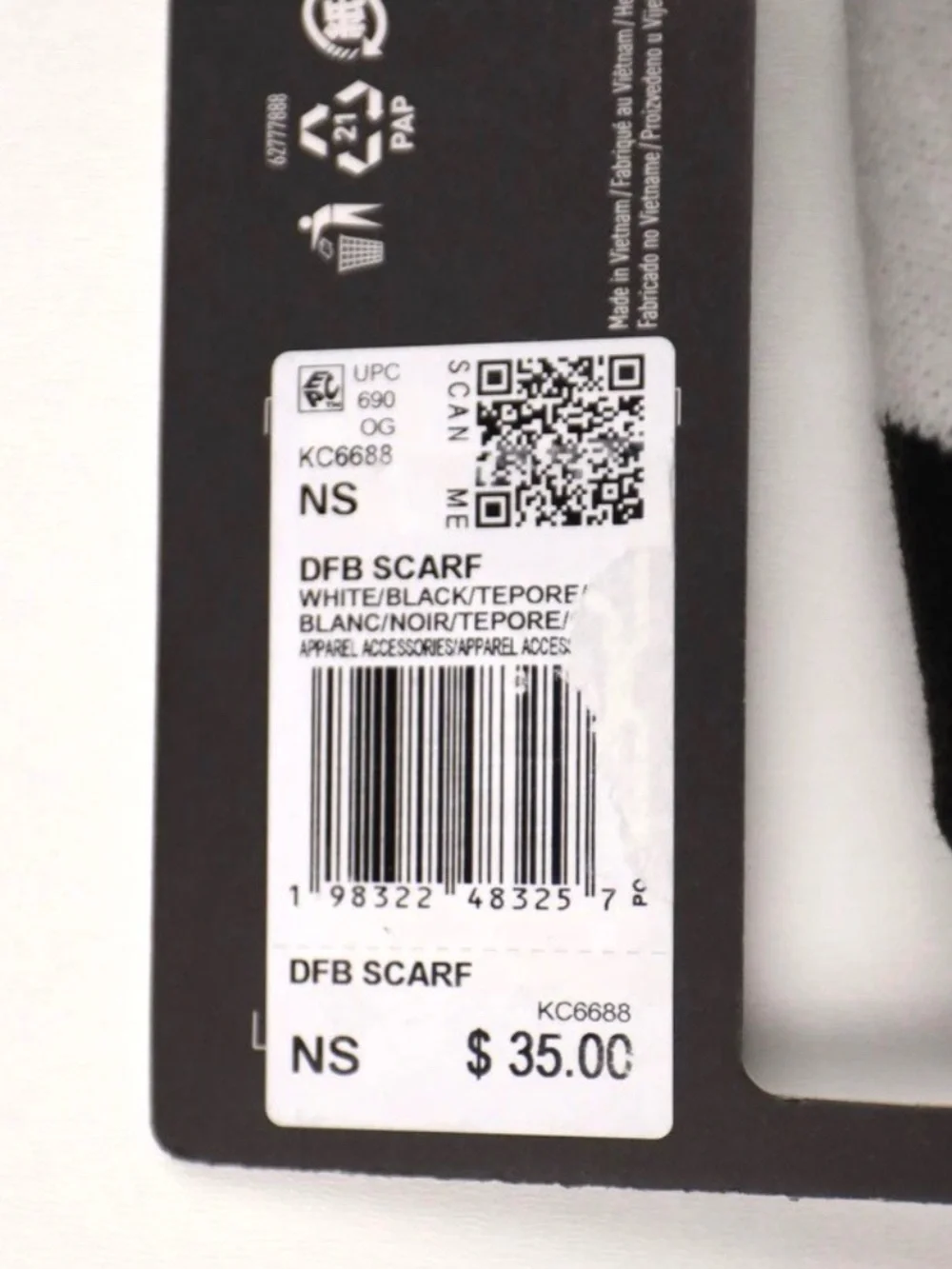 Adidas DFB Germany 2026 Soccer Scarf World Cup 26 KC6688 white black red yellow